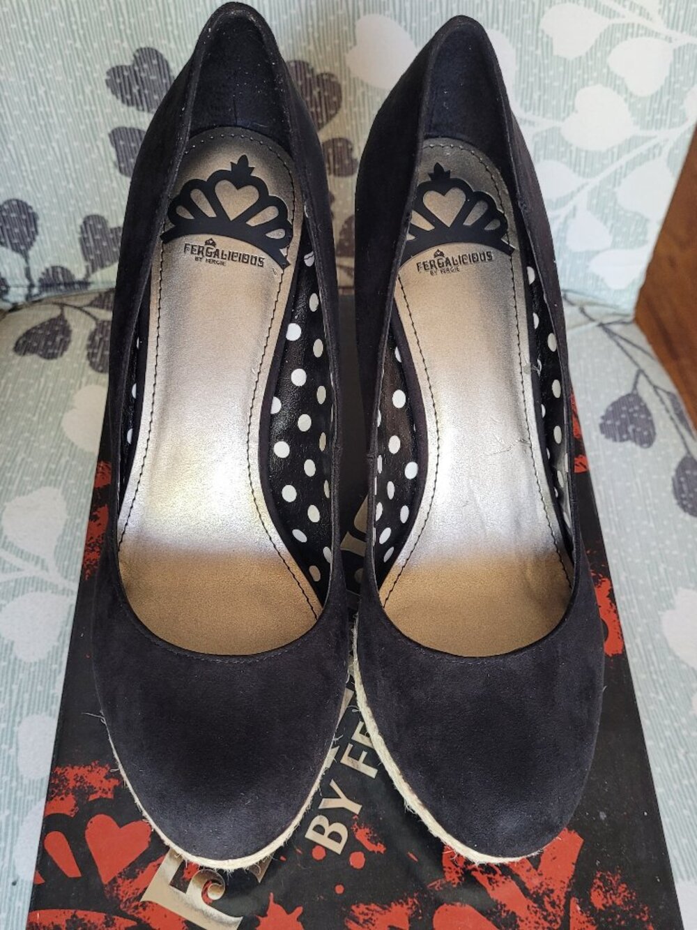 Woman's Fergalicious "Ultimate" Black Wedge 8M (NWT)